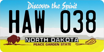 ND license plate HAW038