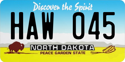 ND license plate HAW045