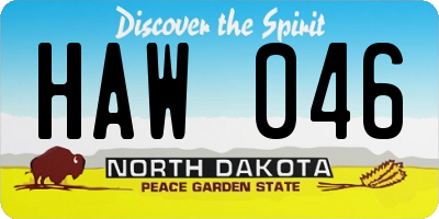 ND license plate HAW046