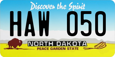 ND license plate HAW050