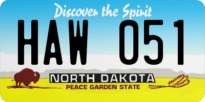 ND license plate HAW051