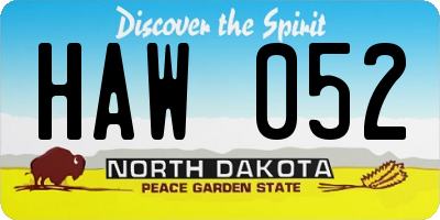 ND license plate HAW052