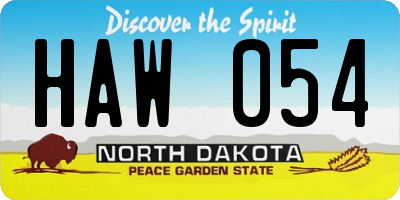 ND license plate HAW054