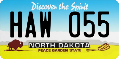 ND license plate HAW055