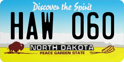 ND license plate HAW060