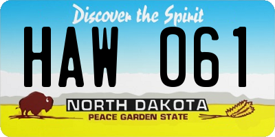 ND license plate HAW061