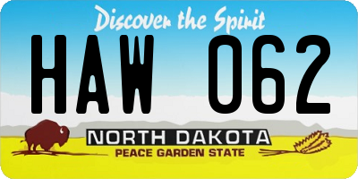 ND license plate HAW062