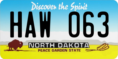 ND license plate HAW063