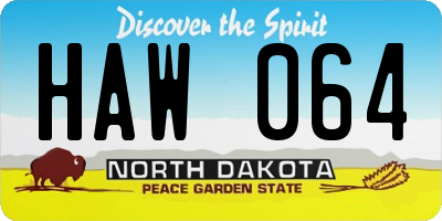 ND license plate HAW064