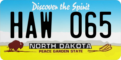 ND license plate HAW065