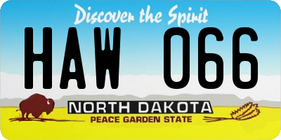 ND license plate HAW066