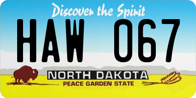 ND license plate HAW067