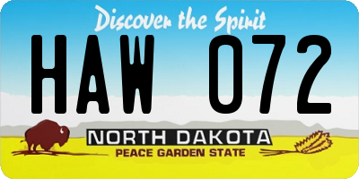 ND license plate HAW072