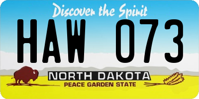 ND license plate HAW073