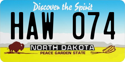 ND license plate HAW074