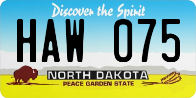 ND license plate HAW075