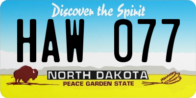 ND license plate HAW077