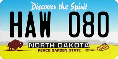 ND license plate HAW080