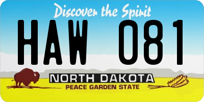 ND license plate HAW081