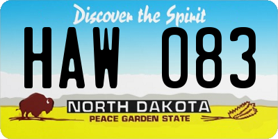 ND license plate HAW083