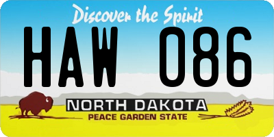 ND license plate HAW086