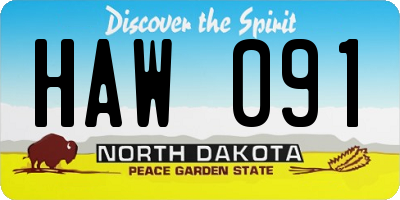 ND license plate HAW091