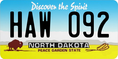 ND license plate HAW092