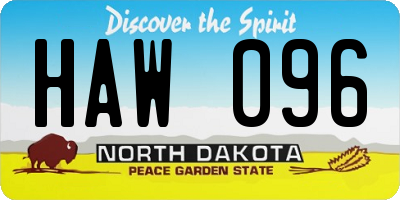 ND license plate HAW096