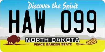 ND license plate HAW099