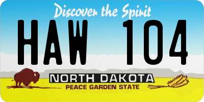 ND license plate HAW104