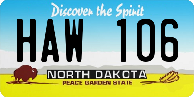 ND license plate HAW106