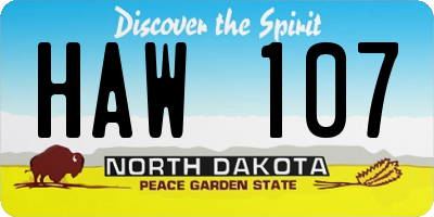 ND license plate HAW107