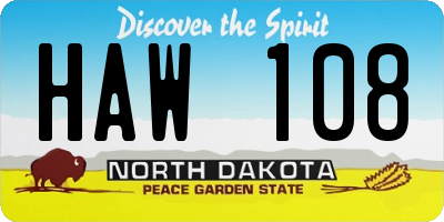 ND license plate HAW108