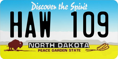 ND license plate HAW109