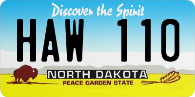 ND license plate HAW110