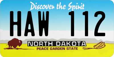 ND license plate HAW112