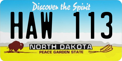 ND license plate HAW113