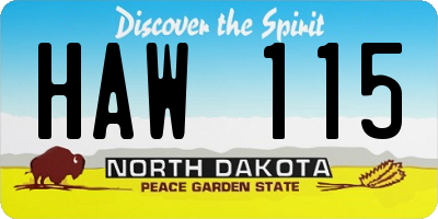 ND license plate HAW115