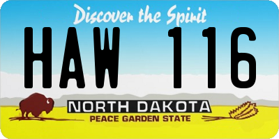 ND license plate HAW116