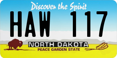 ND license plate HAW117