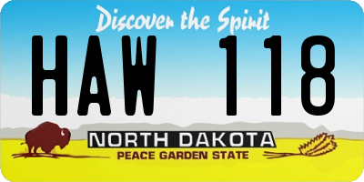 ND license plate HAW118