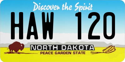 ND license plate HAW120