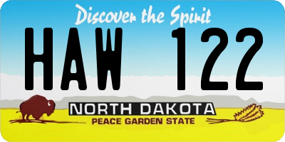 ND license plate HAW122