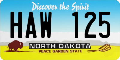 ND license plate HAW125