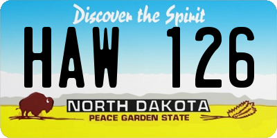 ND license plate HAW126