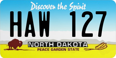 ND license plate HAW127