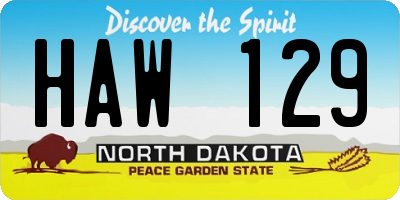 ND license plate HAW129