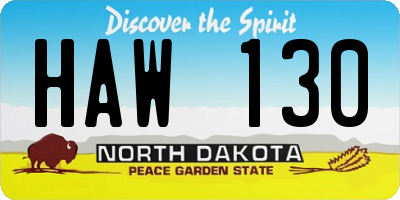 ND license plate HAW130