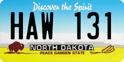 ND license plate HAW131