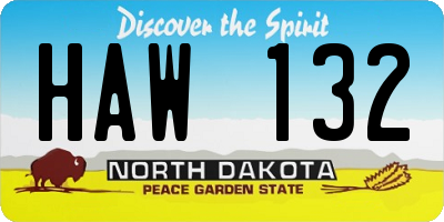 ND license plate HAW132